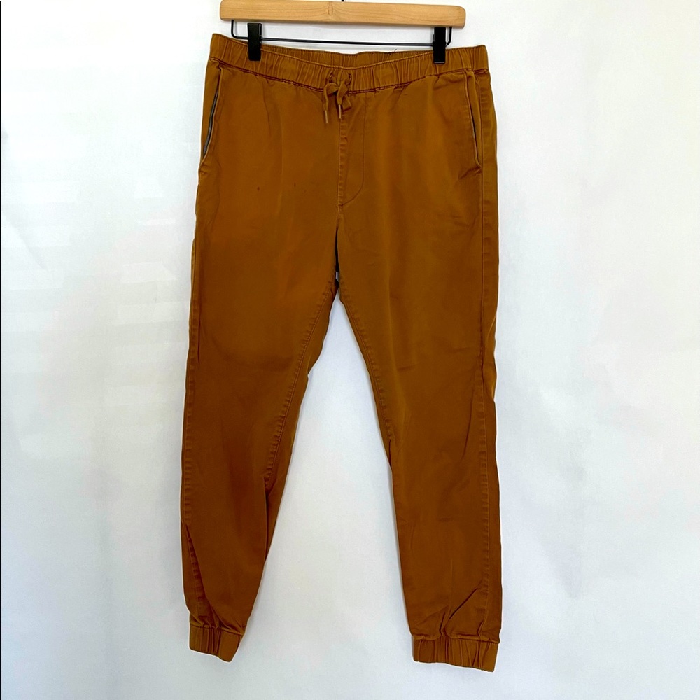 Tan skinny jogger style pants with cuffed ankles size medium